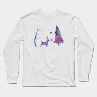 Cairn Terrier Art Snowflakes Winter Long Sleeve T-Shirt